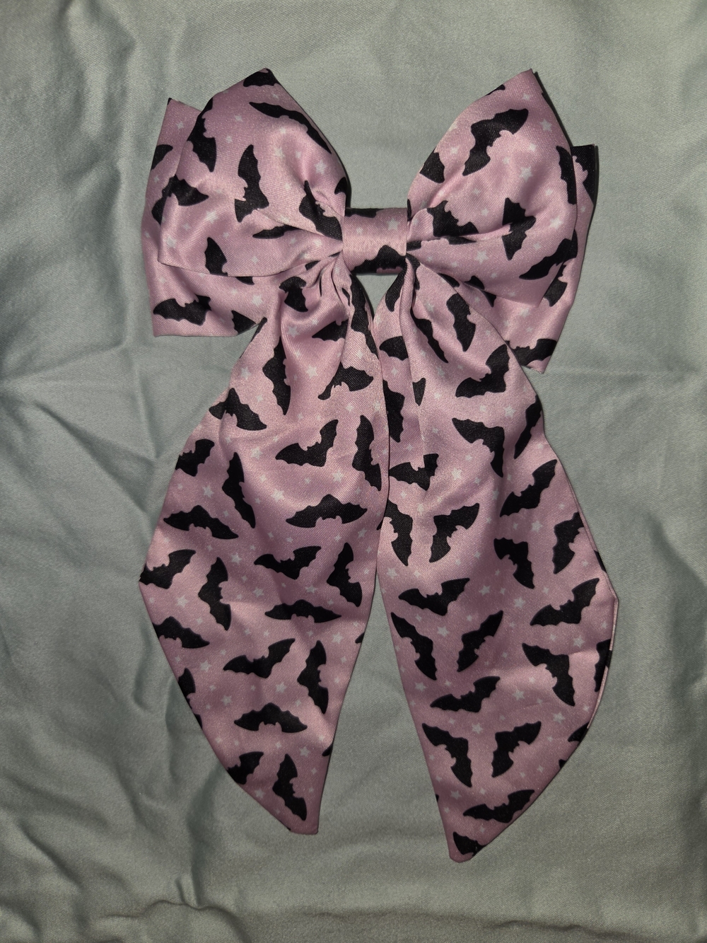 Wednesday Inspired Pink Bat Print Bow Hair Accessory